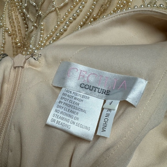 NWT CECILIA COUTURE Beaded Gown 1414 Champagne 4 - Picture 9 of 12